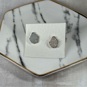 Kendra Scott Tessa Silver and Iridescent Drusy Stone Stud Earrings
